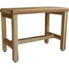 Hivvago Compact Rectangular Teak Shower Outdoor Bench With Shelf In Natural Finish In Brown