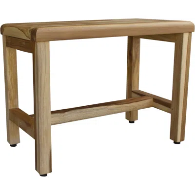Hivvago Compact Rectangular Teak Shower Outdoor Bench With Shelf In Natural Finish In Brown