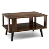Hivvago Compact Retro Mid-century Coffee Table With Storage Open Shelf-rustic Brown