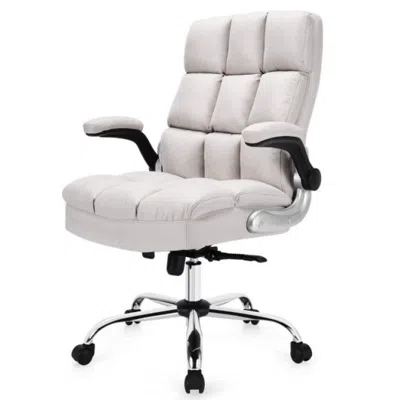 Hivvago Compact Standing Desk And Executive Chair Set With Memory Heights In White