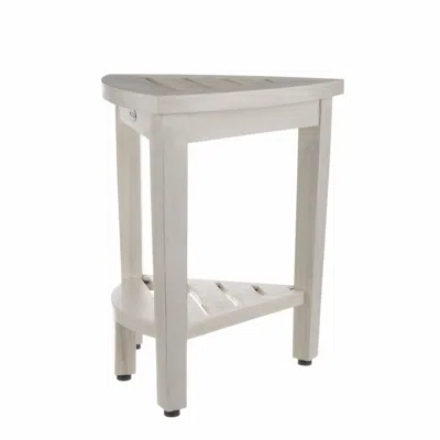 Hivvago Compact Teak Corner Shower Stool With Shelf In Whitewash Finish In Multi