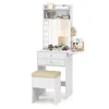 Hivvago Compact Vanity Desk Set With 3-color Lighted Mirror And Power Outlets-white