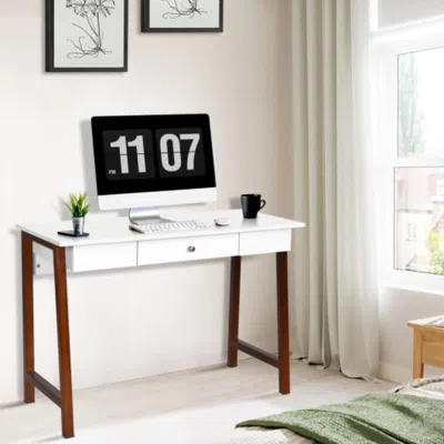 Hivvago Computer Desk Laptop Pc Writing Table Makeup Vanity Table-walnut