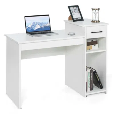 Hivvago Computer Desk Pc Laptop Table With Drawer And Shelf-white