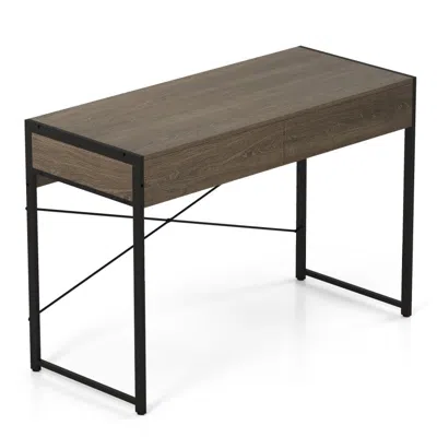 Hivvago Computer Desk With 2 Drawers 44 Inch Home Office Desk With Metal Frame