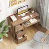 Hivvago Computer Desk With Power Outlet Keyboard Tray And 3 Large Drawers-natural