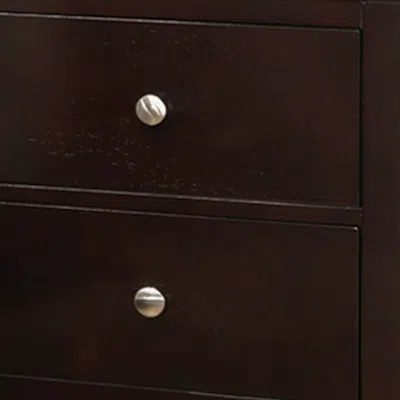 Hivvago Con 26 Inch Modern 2 Drawer Nightstand, Silver Knobs, Cappuccino Brown