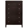 Hivvago Con 48 Inch Tall 5 Drawer Dresser Chest, Silver Knobs, Cappuccino Brown In Brown