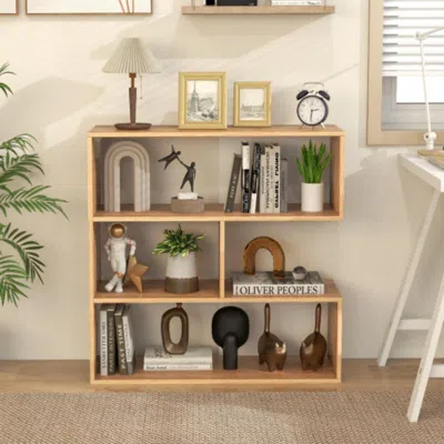 Hivvago Concave Bookshelf 3-shelf Open Bookcase With Anti-toppling Device For Living Room Study Office