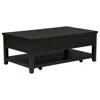 Hivvago Coni Coffee Table, 2 Drawers, 1 Shelf, Black Wood Frame, 48 Inch In Black
