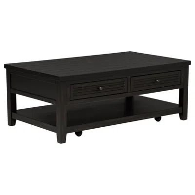 Hivvago Coni Coffee Table, 2 Drawers, 1 Shelf, Black Wood Frame, 48 Inch