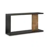 Hivvago Console Sofa Table, Solid Wood C Shape W Shelf, Black Brown 58 Inch