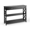 Hivvago Console Table 3-tier With Drawer And Storage Shelves-black