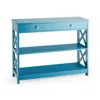 Hivvago Console Table 3-tier With Drawer And Storage Shelves-blue