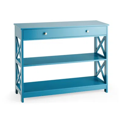 Hivvago Console Table 3-tier With Drawer And Storage Shelves-blue