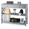 Hivvago Console Table 3-tier With Drawer And Storage Shelves-gray