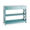 Hivvago Console Table 3-tier With Drawer And Storage Shelves-turquoise