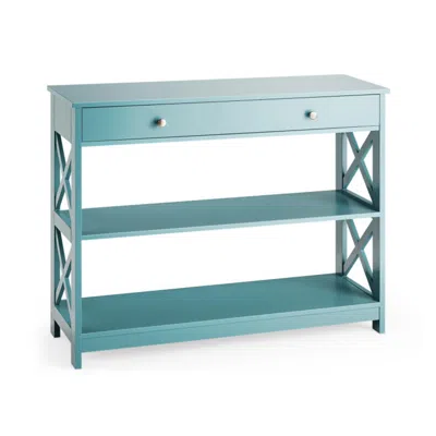 Hivvago Console Table 3-tier With Drawer And Storage Shelves-turquoise