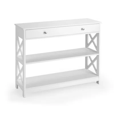 Hivvago Console Table 3-tier With Drawer And Storage Shelves-white