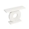 Hivvago Console Table, 39 Inch White Rectangular Top, Geometric Flower Base In White