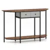 Hivvago Console Table With 2 Drawers And Open Storage Shelf In Brown