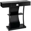 Hivvago Console Table With Drawer And 2-tier Shelves For Entryway Living Room-black
