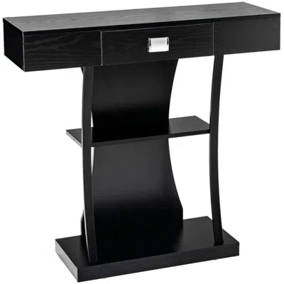 Hivvago Console Table With Drawer And 2-tier Shelves For Entryway Living Room-black