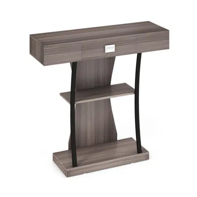 Hivvago Console Table With Drawer And 2-tier Shelves For Entryway Living Room-gray In Brown