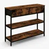 Hivvago Console Table With Folding Fabric Drawers For Entryway-rustic Brown