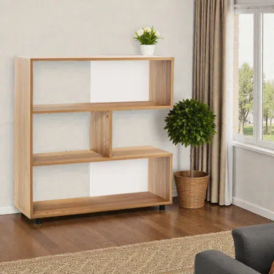 Hivvago Contemporary 3-layer Curved Bookshelf With Anti-fall Device