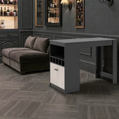 Hivvago Contemporary 48-inch Bar Unit With Wine Holder And Hidden Storage Cabinet In Gray