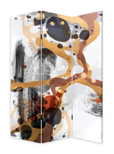 Hivvago Contemporary Abstract Art Three Panel Room Divider Screen In Multi