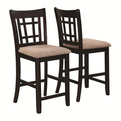 Hivvago Contemporary Armless Counter Height Chair, Espresso Brown & Beige, Set Of 2