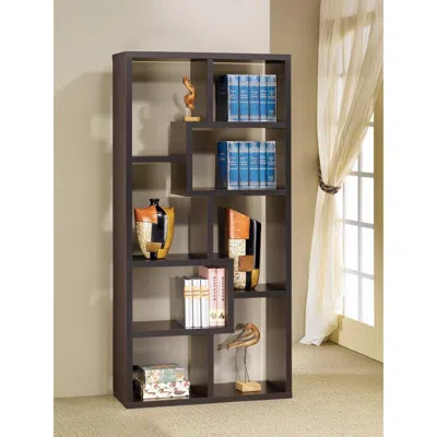 Hivvago Contemporary Asymmetrical Cube Bookcase, Brown