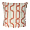 Hivvago Contemporary Cotton Pillow With Geometric Embroidery, Red And Cream