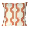 Hivvago Contemporary Cotton Pillow With Geometric Embroidery, Red And White