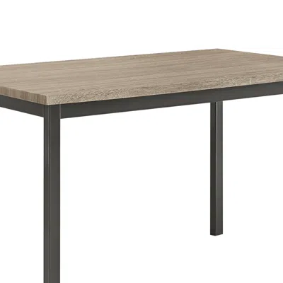 Hivvago Contemporary Metal Dining Table With Wooden Top, Gray & Black