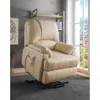 Hivvago Contemporary Polyurethane Upholstered Metal Recliner With Power Lift, Beige In Neutral