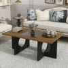 Hivvago Contemporary Rectangular Coffee Table With Clear Tempered Glass Top In Black