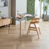 Hivvago Contemporary Rectangular Glass Table With Metal Support Frame In Neutral
