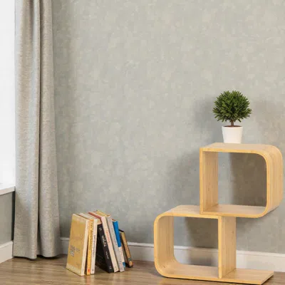 Hivvago Contemporary S-form Bamboo Bookcase With Two Open Sections In Neutral