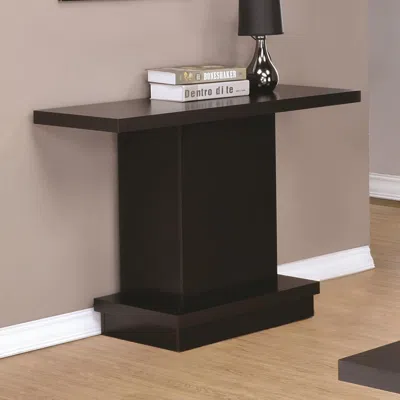Hivvago Contemporary Sofa Table With Pedestal Base, Cappuccino Brown