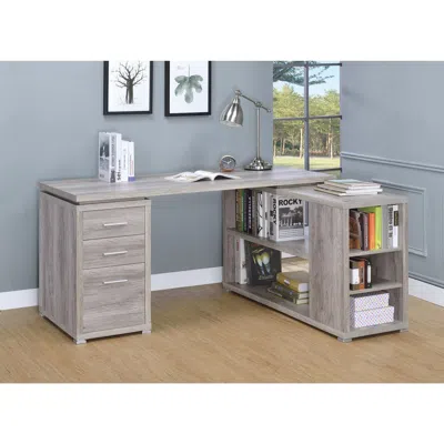 Hivvago Contemporary Style L Shaped Office Desk, Gray