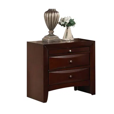 Hivvago Contemporary Style Wooden Nightstand With Three Drawers And Metal Knobs, Brown
