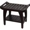 Hivvago Contemporary Teak Shower Bench With Shelf And Handles In Brown Finish In Brown