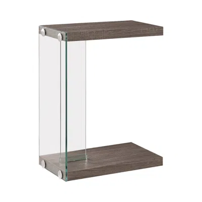 Hivvago Contemporary Wood And Glass Snack Table, Gray And Clear