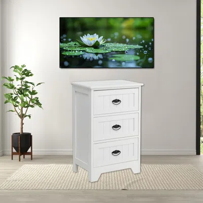 Hivvago Contemporary Wood Nightstand With 3 Smooth-glide Drawers In White