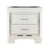Hivvago Contemporary Wooden Nightstand With 2 Drawers And Led Lighting, White