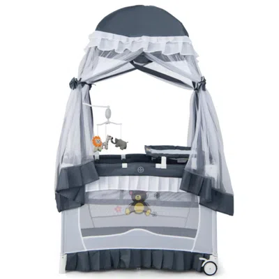Hivvago Convertible Bassinet With Removable Changing Table And Detachable Mesh Net-grey