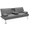 Hivvago Convertible Folding Futon Sofa Bed Fabric With 2 Cup Holders-light Gray